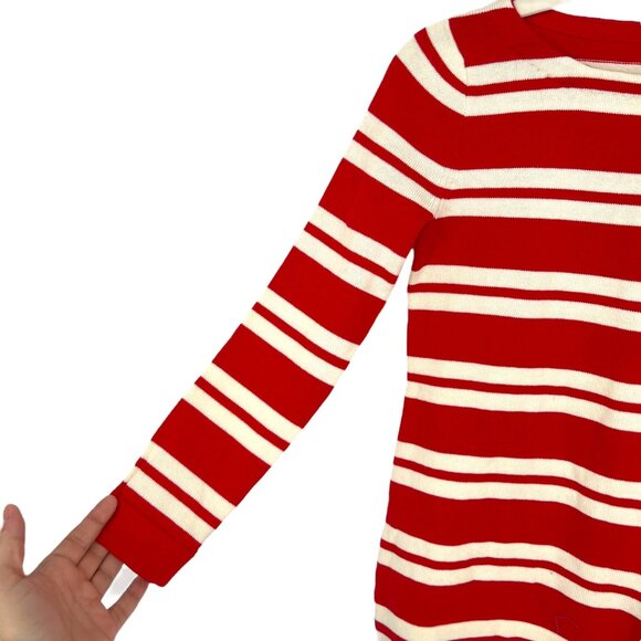 J.Crew Factory Striped Knit Long Sleeve Cotton Top Red White Size XXS NWT - Picture 4 of 10